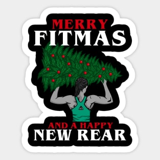 Merry Fitmas and a Happy New Rear - Muscles Gym Sticker